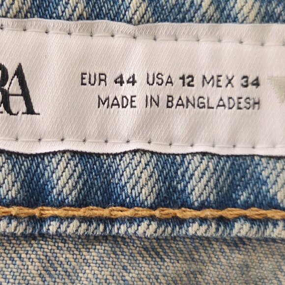 Zara 100% Cotton Adjustable Waist Mom Shorts Size 12 Blue NEW EU 44 Denim Beach - Picture 7 of 7